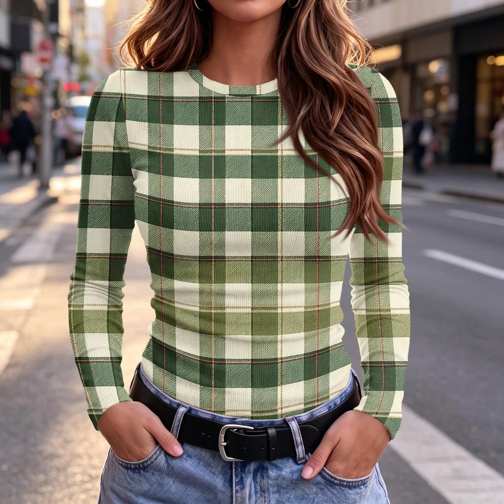 Women's Slim Fit Long Sleeve Round Neck T-Shirt, Casual Fashion Top for Everyday Wear