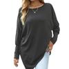 T-shirt jesienno-zimowy z długim rękawem, nieregularny, w dużych rozmiarach - Casualowy, luźny krój