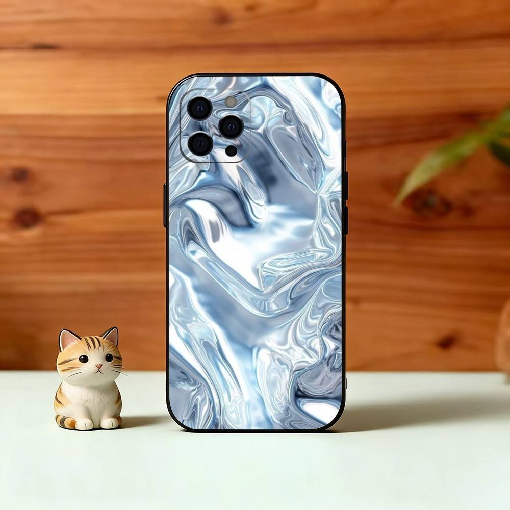 

Metallic Pattern Phone Case For iPhone 17, 16,15,14,13,12,11 Plus,Pro Max, Others Soft Black Cover iPhone11PROMAX
