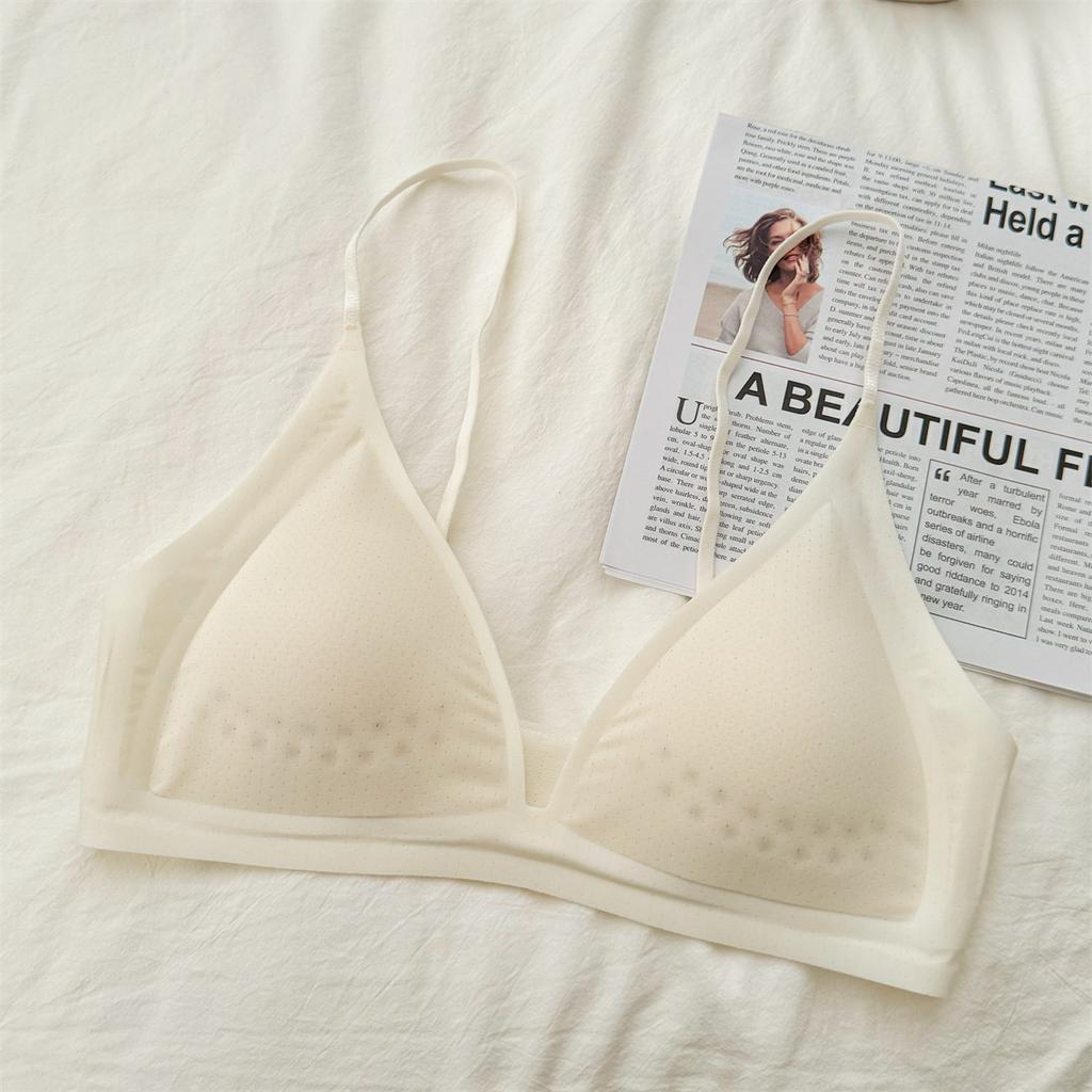 Ice silk seamless underwear women's small breasts gather holes cup no steel ring anti-sagging collection breasts comfortable bra