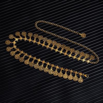 Bohemski etniczny styl retro moneta z frędzlami łańcuszek na talię, łańcuszek na stopę, damski regulowany pas do sukienki