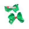 Green Threaded Bow Hair Clip - Party & Festival Gift, 3D Four-Ear Design, Flyaway Hair Accessory for Girls