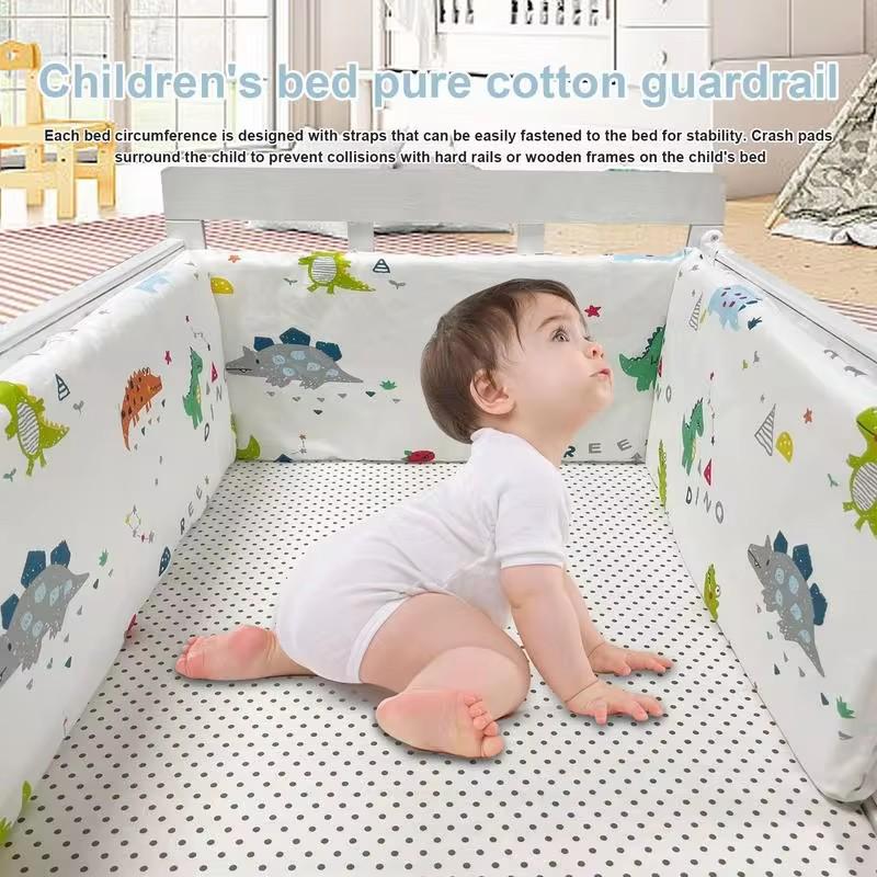 Soft Pure Cotton Removable and Washable Baby Crib Bumper, Anti-Collision, One-Piece Design