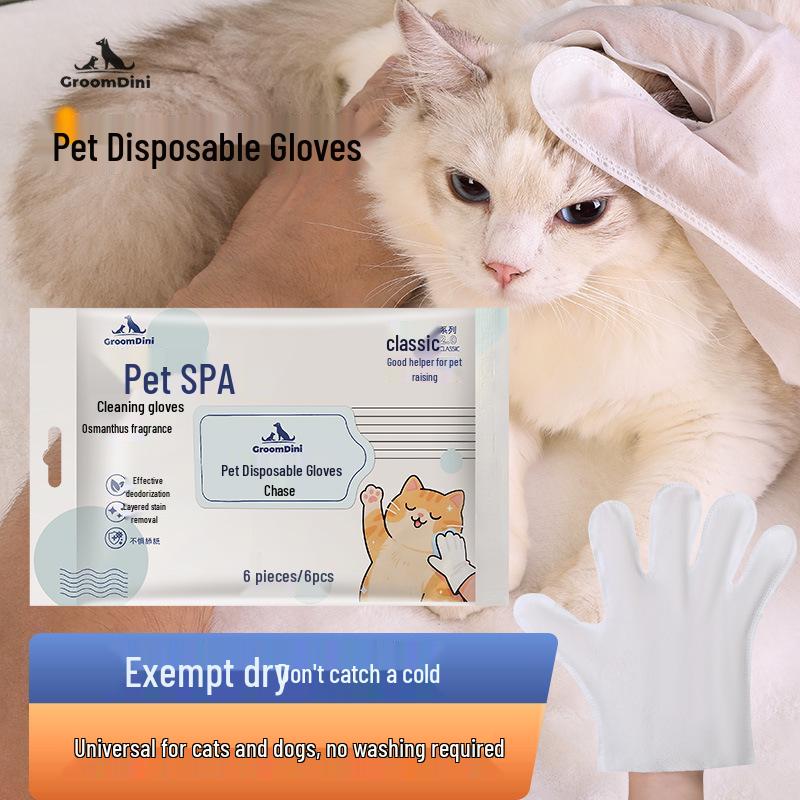 Pet Spa No-Rinse Cleaning Gloves for Cats & Dogs - Fur Softening & Stain Removal Essential