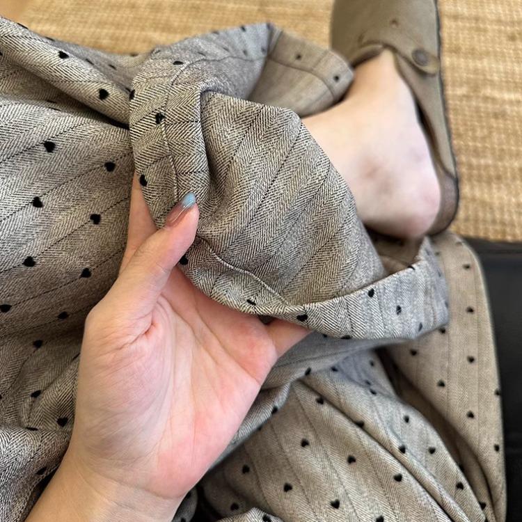 Petite Khaki Polka Dot Wide-Leg Pants for Women