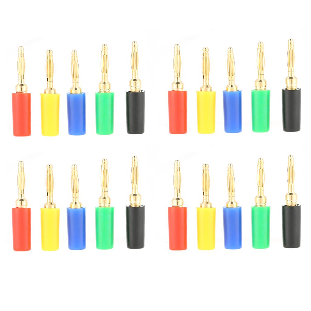 20 Pcs set 2mm Mixed Colors Banana Plug Jack Test Probes Connector For Amplifier