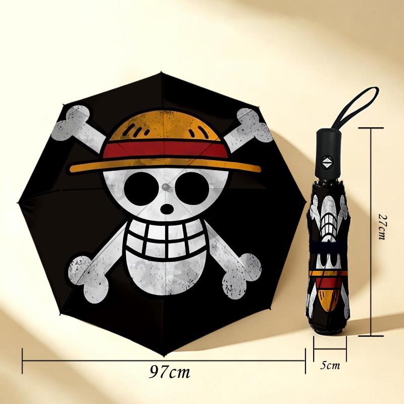 Skull Crossbones 8 Ribs 3Fold Black Glue Uv Protection Umbrella Sun Protection Rainproof Compact Folding Umbrella For Travel Daily Use C9241219