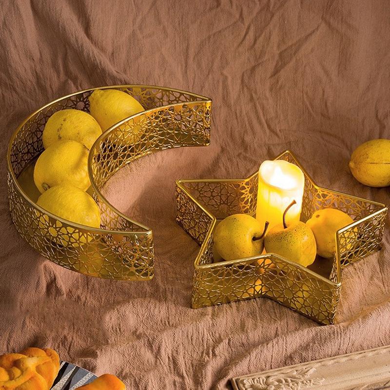 Snack Ramadan Tray Ramadan Star And Moon Fruit Platter Eid Al-Fitr Snack Dishes Storage Box Muslim Eid Table Decor