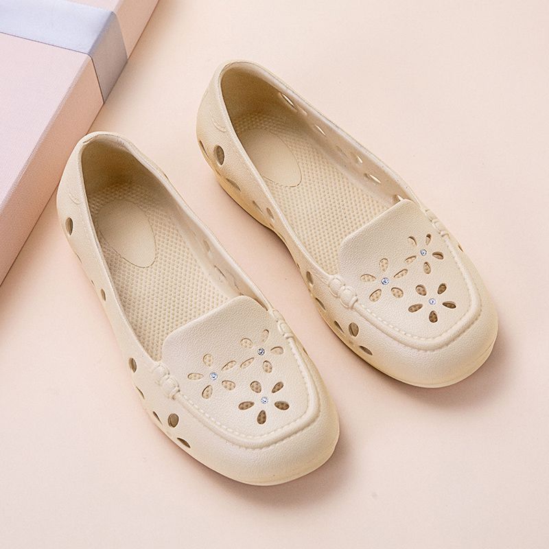 Breathable One Foot Perforated Women's Summer Toe Cap Anti Slip Single Shoe Mesh Sandals