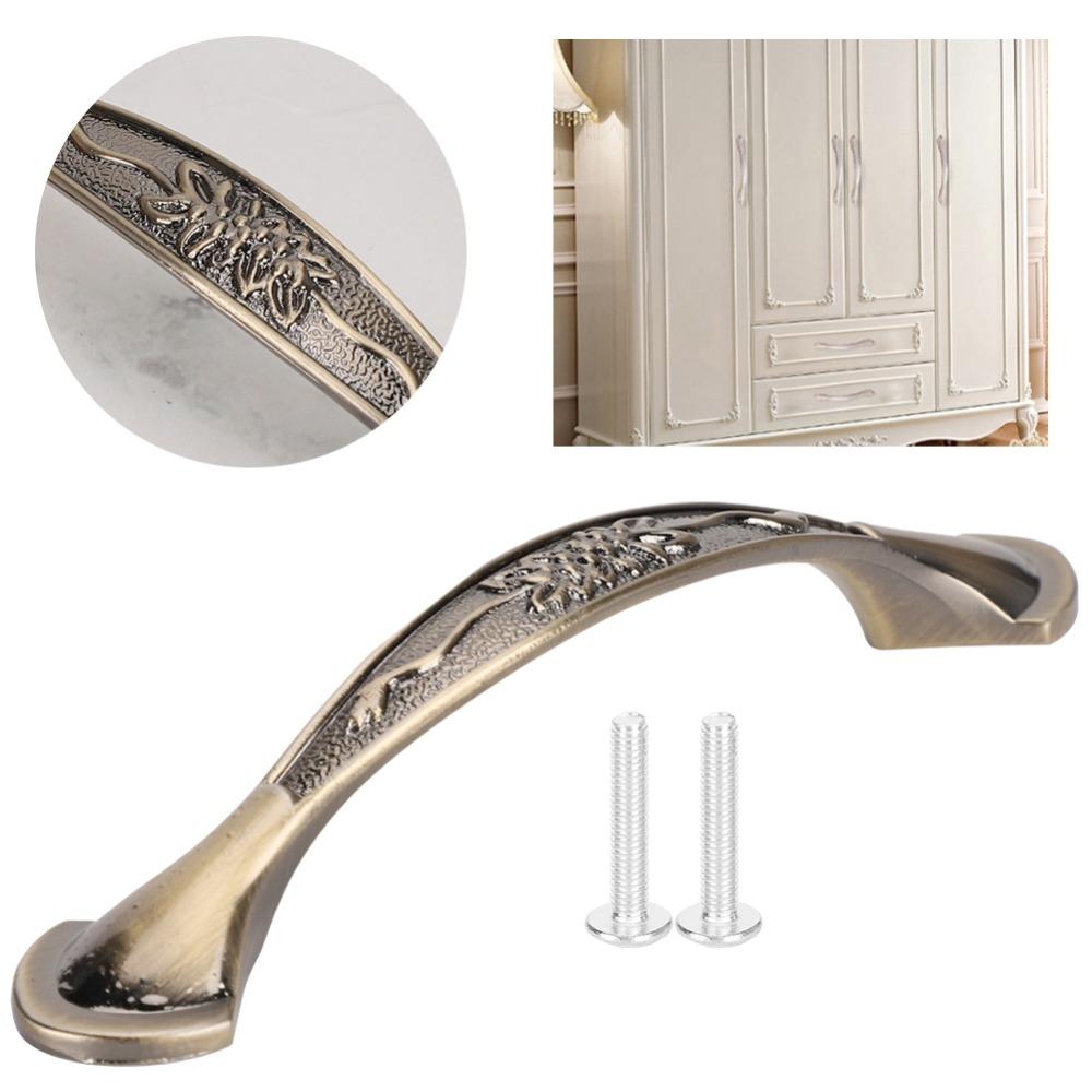 10 Set Zinc Alloy Cabinet Pull Handle Vintage Antique Bronze Drawer Handle Hole Distance 96mm Easy Install