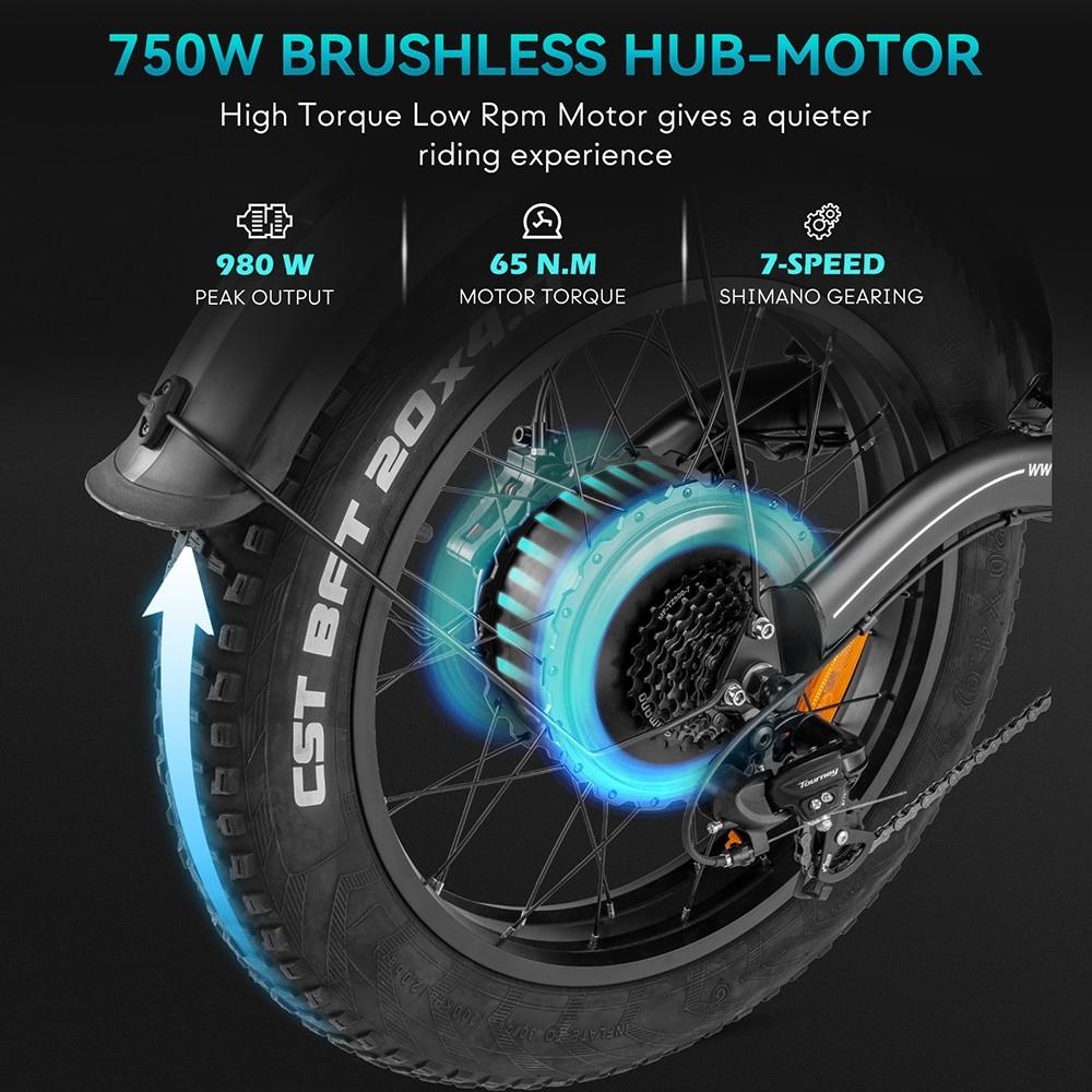 Elektrické kolo Fafrees F20 X-Max 20 * 4,0 palce Fat Tire 750 W Bezkomutátorový motor 48 V 30 AH Baterie Výchozí Max rychlost 25 km/h