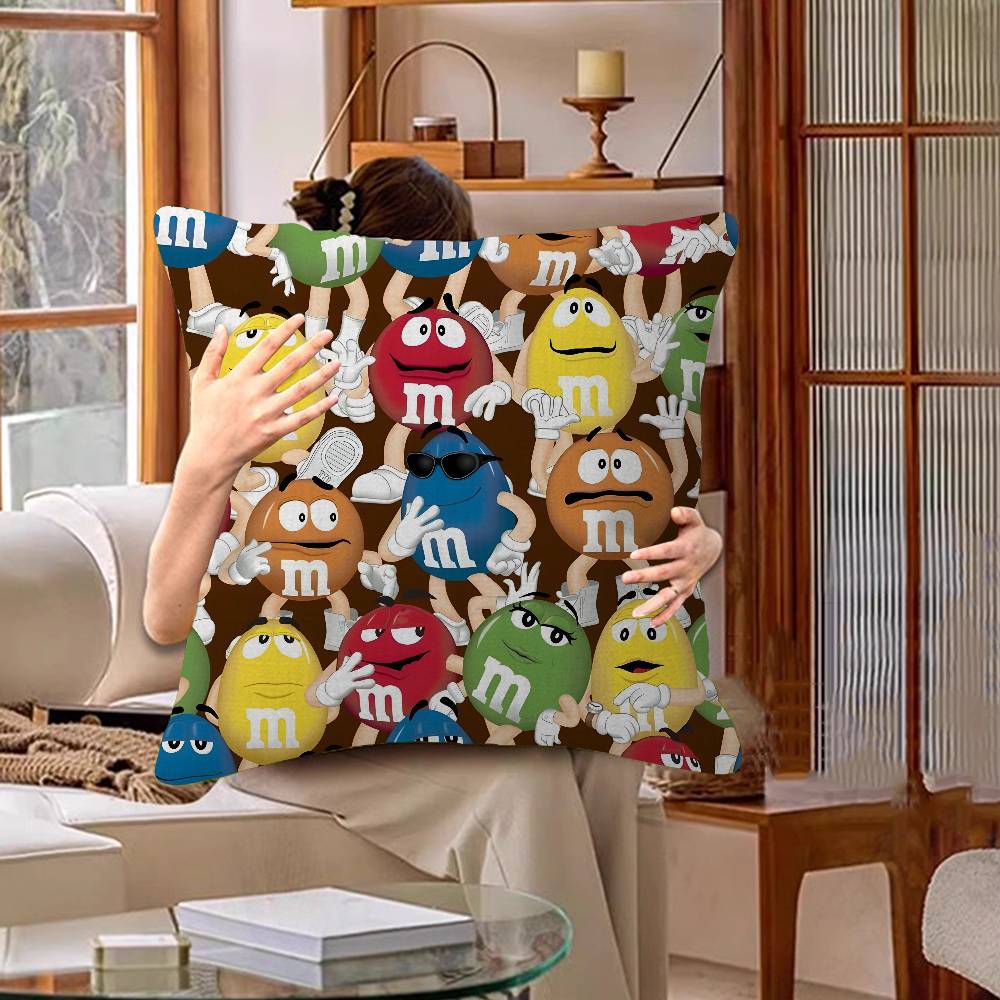 M&Ms Chocolate Office Cushion Pillowcase Car Cushion Cover45X45Cm Lumbar Pillowcase Sofa Pillowcover