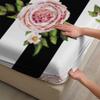 3pcs Fitted Sheet Set Black And White Stripes With Pink Flowers Bed Sheet With Pillowcases For Bedroom Decor