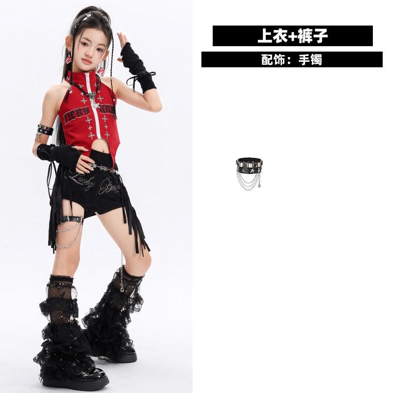 Girls Jazz Dance Outfit Kids Hip Hop Stage Performance Set Streetwear