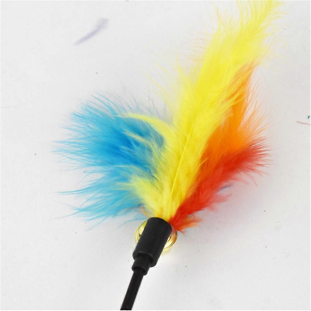 Funny Kitten Cat Teaser Interactive Toy Rod with Bell and Feather Toys for Cats Teaser Interactive Toy Rod Pet Cats Toys Stick