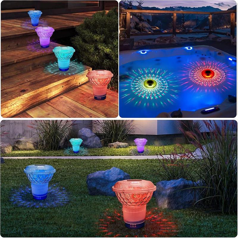 שדרוג 2025 מצוף כלור סולארי לבריכה, פנסים לבריכה שצפים עם שלט רחוק, 8 תאורות, מצב תזמון, עמיד למים IPX68