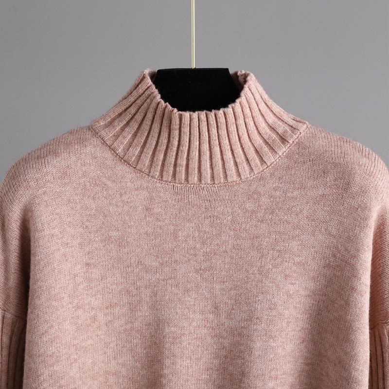 GMXIA Podzimní a zimní pletená souprava pro ženy: Stylový svetr s polovyvýšeným límcem, silnou vrstvou a volným dvoudílným svrchním oděvem