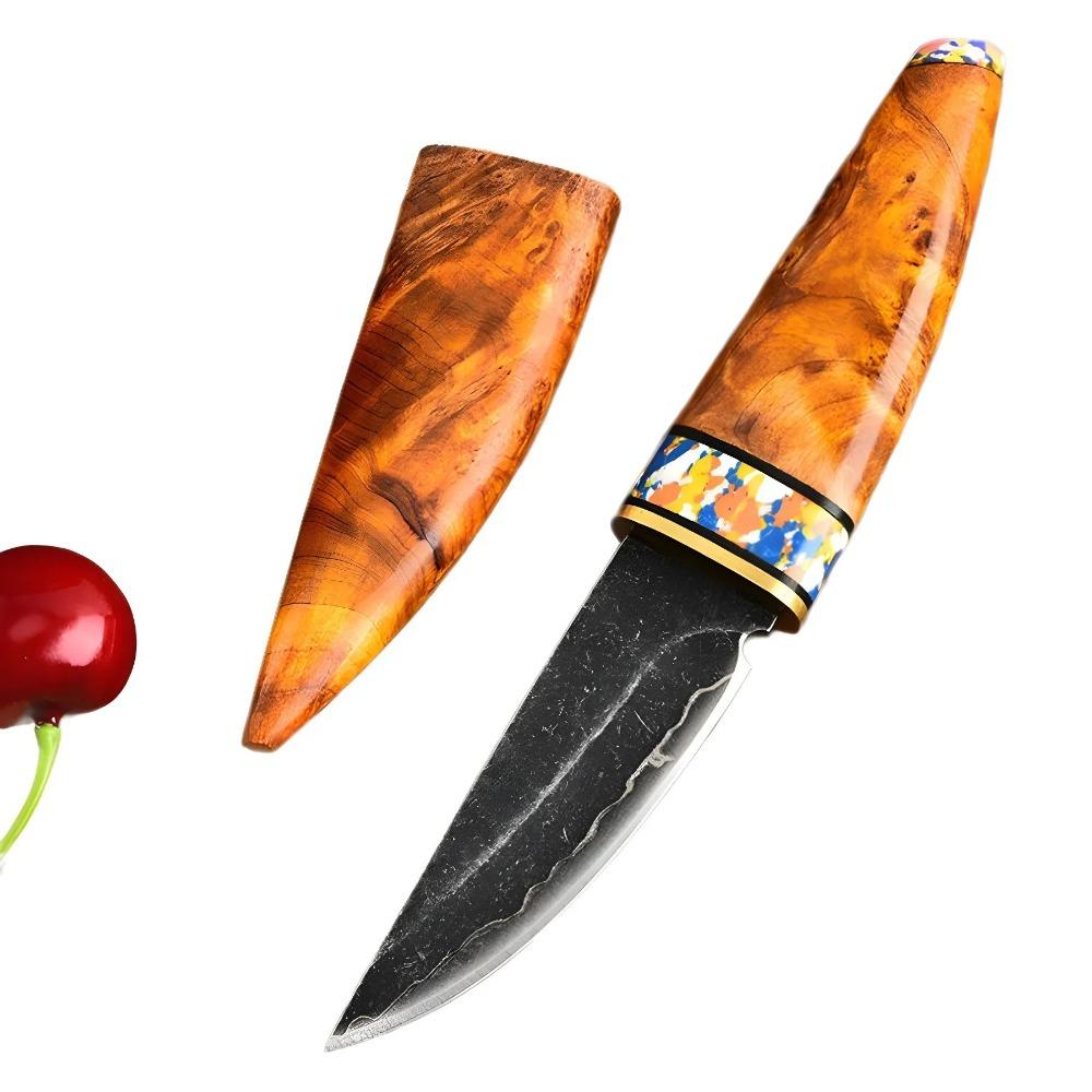 Cuchillo Mongol Multifuncional Característico, Tres Piezas de Acero Combinado, Forjado en Uno, Afilado, Fino y Compacto Regalo