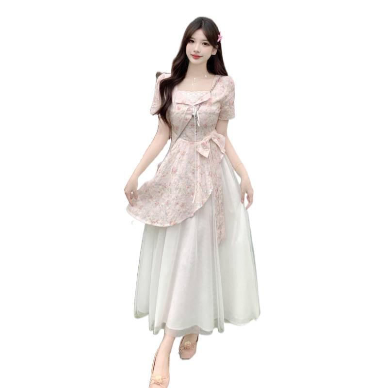 Princess Style Plus Size 2026 Sweet Summer Mesh Bow Dress