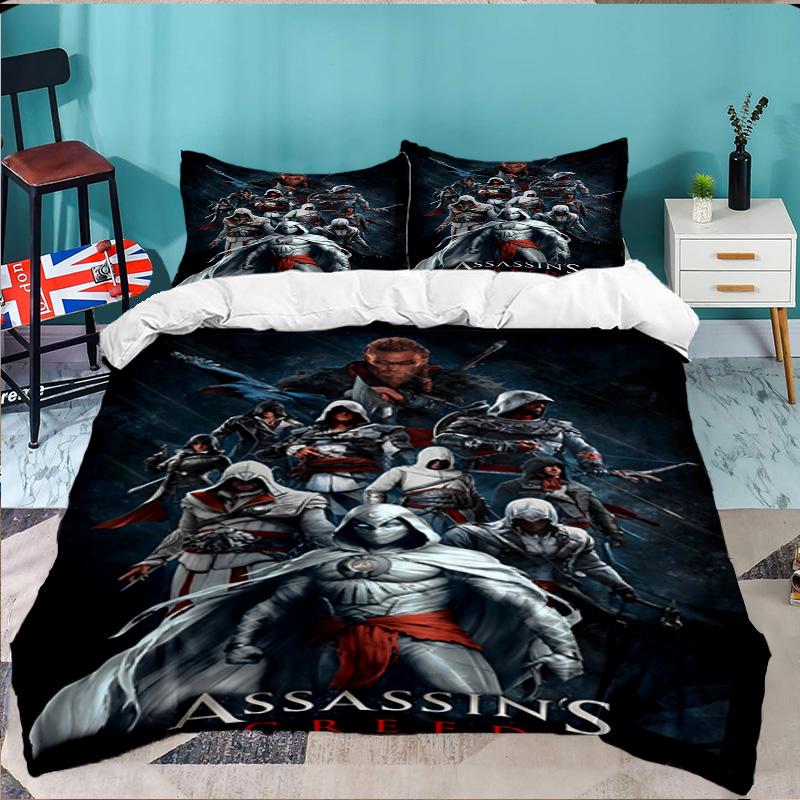 3PCS Assassin Bedding Set,Including 1pc Duvet Cover And 2pcs Pillowcases Perfect for Bedroom, Dormitory, Large size Fan Christmas gift