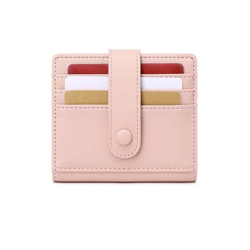 

Portable RFID Protection Wallet PVC PU Card Bag Anti-splash Water Short Folding Purse Women рожевий