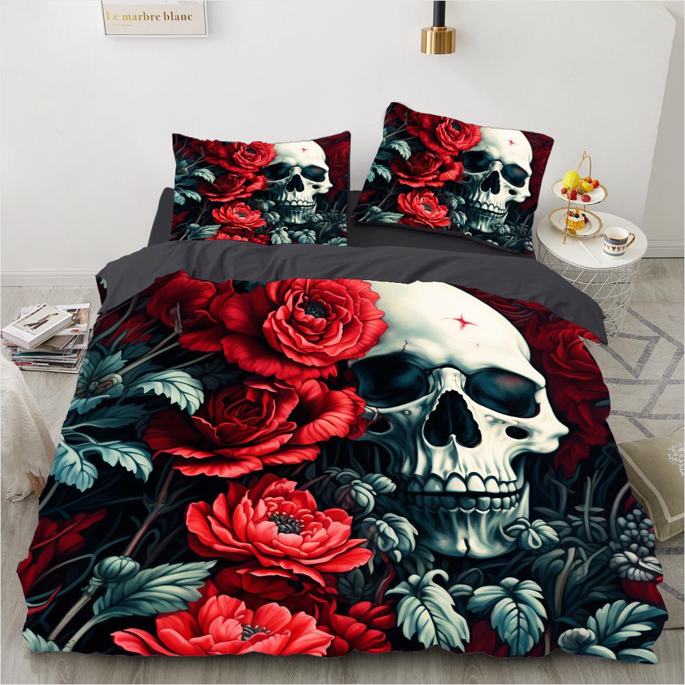 

Комплект постельного белья Роза Череп Знаменитое Аниме Комплекты пододеяльников Одеяло Постельное белье Полуторный Двуспальный Кинг Односпальный Размер Дропшиппинг Подарок EU Single 135x200cm