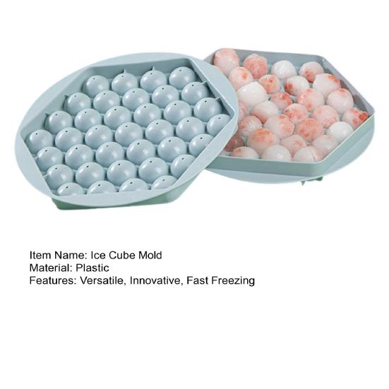 Sphere Ice Cube Tray with Lid BPA-Free Plastic Mold for Whiskey Cocktails Easy-Release Leak-Proof Space-Saving Ice Maker for Home Bar Party