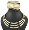 Ensemble collier et bracelet punk street creux à texture métallique exagérée pour femmes
