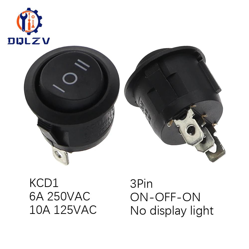 22mm Red Black White ON/OFF Round Rocker Toggle Switch 6A/250VAC 10A 125VAC Power Switch Cap with Plastic Push Button Switch