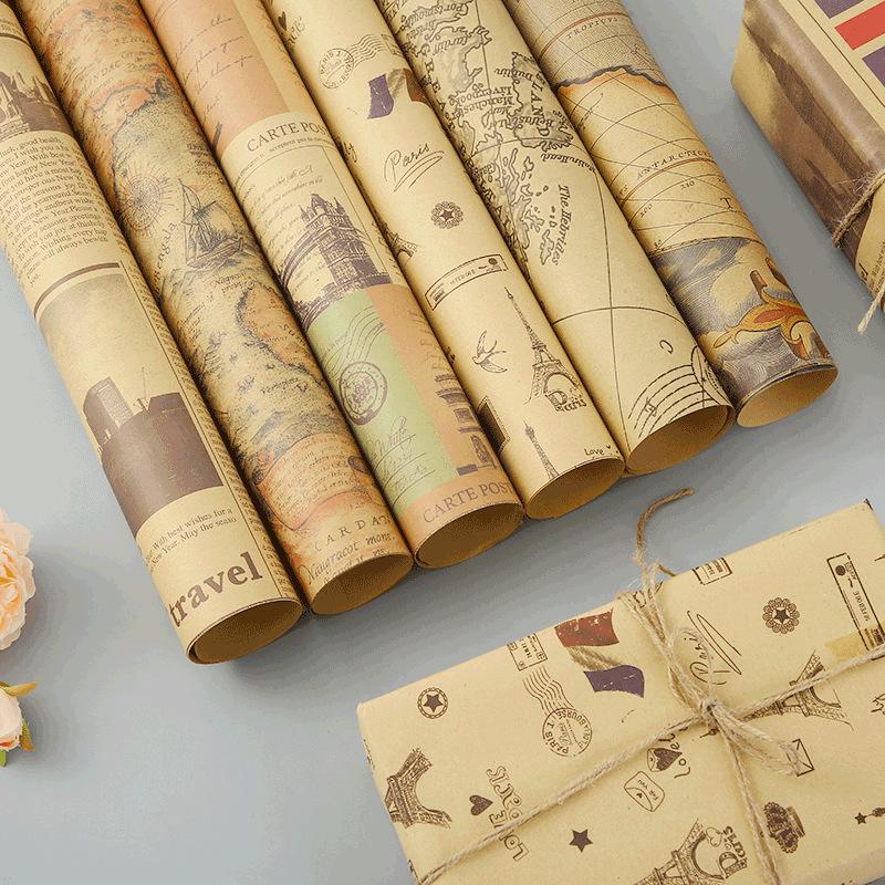 

Крафт-бумага в ретро британском стиле для подарочной упаковки и оберток для букетов