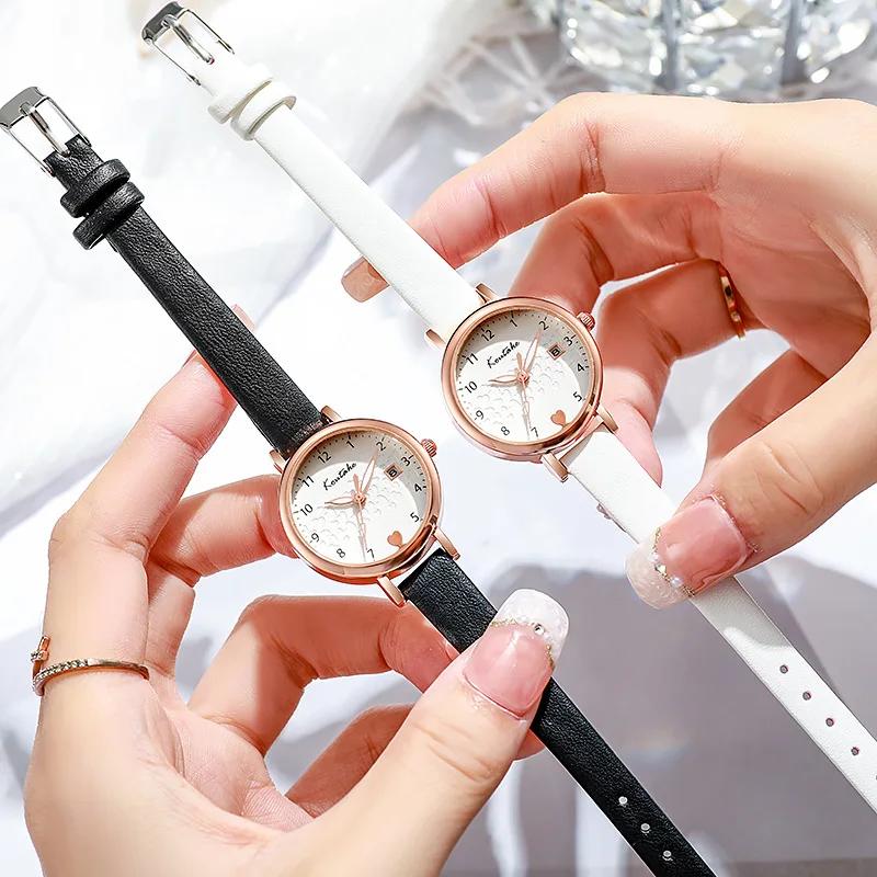 Fashion Love Digital Dial Women Watch Leather Strap Date Quartz Wristwatch Girls Clock Watches Montre Femme Dropshipipng Gifts