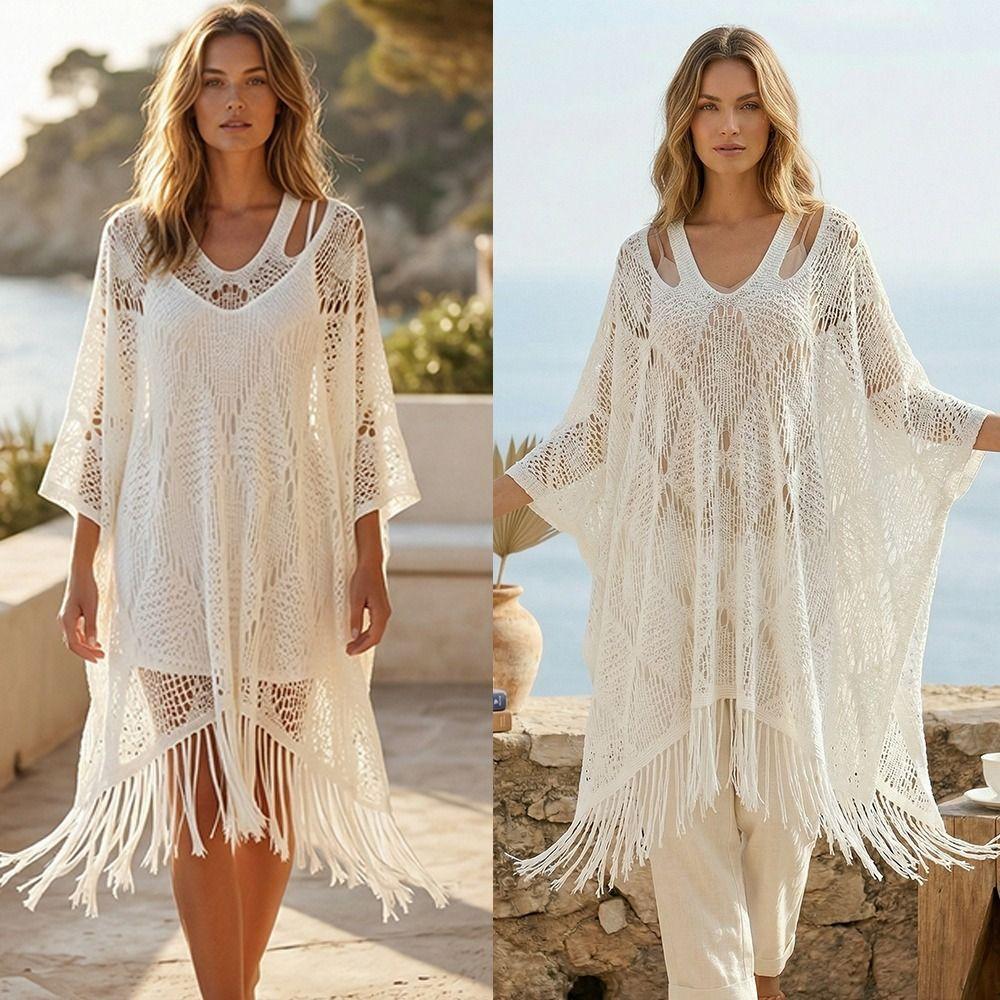 Sun Protection Knit Hollow Out Top Plus Size Crochet Top Women Simple Bohemian Shawl Lady