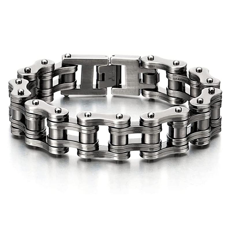Punk Pulseiras e Braceletes Laranja de Bicicleta para Homem Preto Corrente de Motocicleta Pulseira Homem Mulher Aço Inoxidável Joias de Pulso Biker
