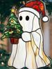 Acrylic Christmas Ghost Sun Catcher, Santa Hat&Christmas Tree Hanging Ornament, Window Decor Pendant for Home Festive Party Gift