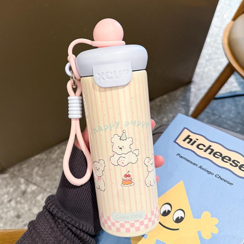 New Stainless Steel with Straw Thermos Cup High Value Float Creative Water Cup Large Capacity Cat Cartoon Coffee Cup