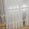 1pc Embroidery Curtain, Pastoral Style Flower Embroidery Rod Pocket Translucent Window Sheer Curtain for Living Room Bedroom Home Decoration