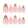 Hot Selling French Leopard Print 3D Almond Shape Press-On Nails - Super Flash Nail Art