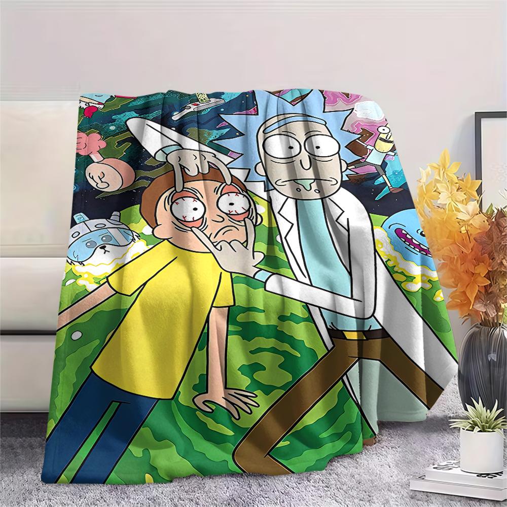 1 Stück Rick und Morty Print Flanelldecke, Hohe Qualität, Bequem für alle Jahreszeiten, Heimdekoration, Wärme und Komfort, Perfekt für Geschenke