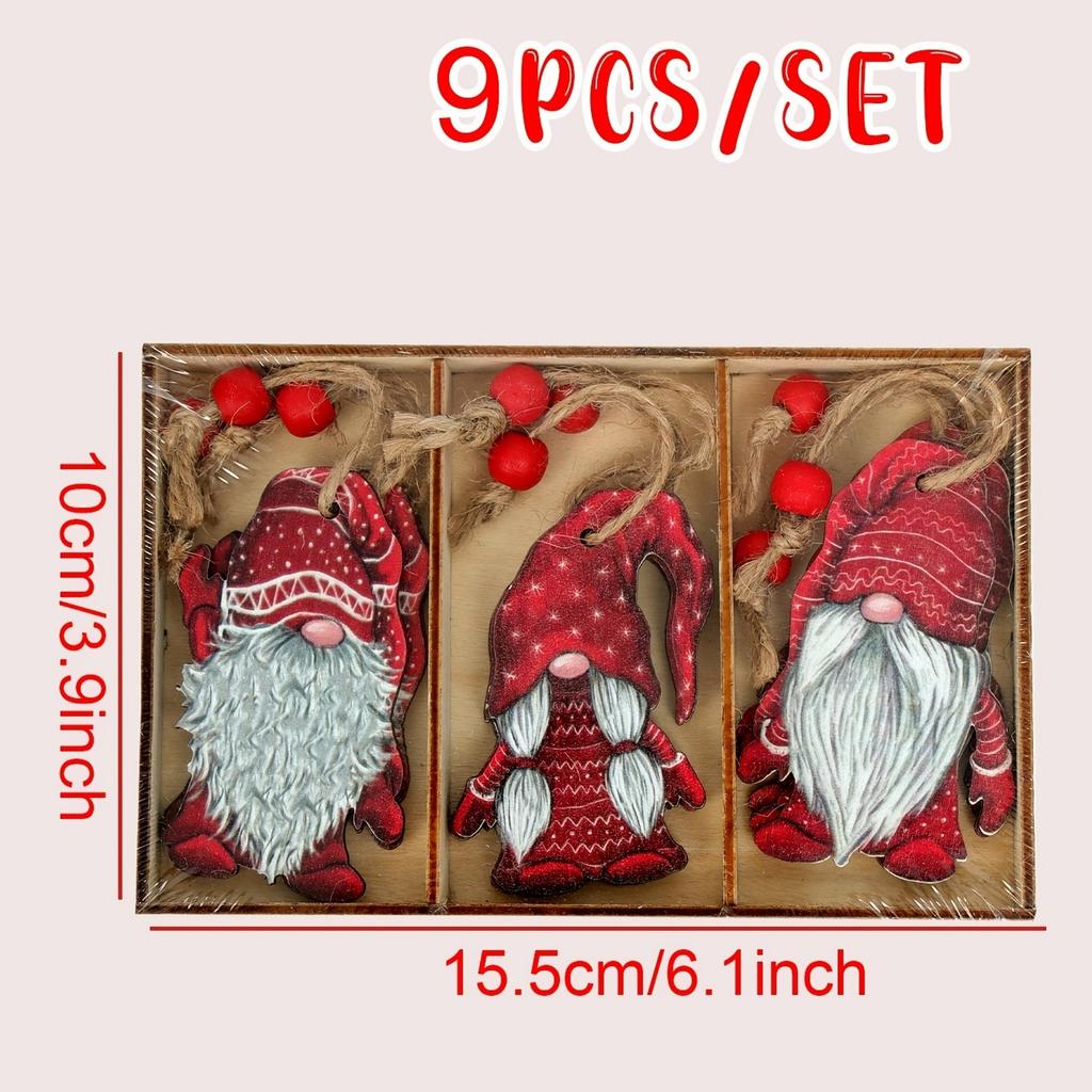 9 Bucăți Stil Vintage Lemn de Mesteacăn Gnomi Decorațiuni Festive Pandantive de Crăciun pentru Casă, Perfecte pentru Cadouri cu o Notă Rustic, Crăciun, Cadouri de Anul Nou