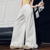 Women's High-Waist Ice Silk Wide-Leg Lace Pants - Summer Casual Slimming Drape