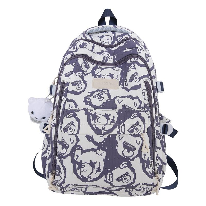 Schoolbag1011 new backpack bear printed schoolbag female junior high school students niche versatile backpack computer bag wholesale