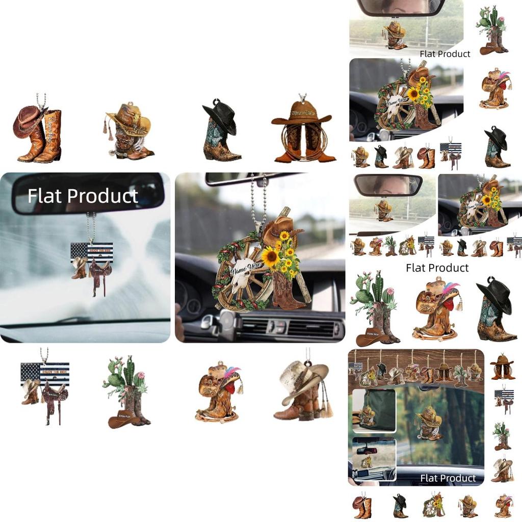 New Arrival Personalized Cowboy Boot Decorative Acrylic Hanging Ornament For Car Saddle Keychain Pendant Vintage Style