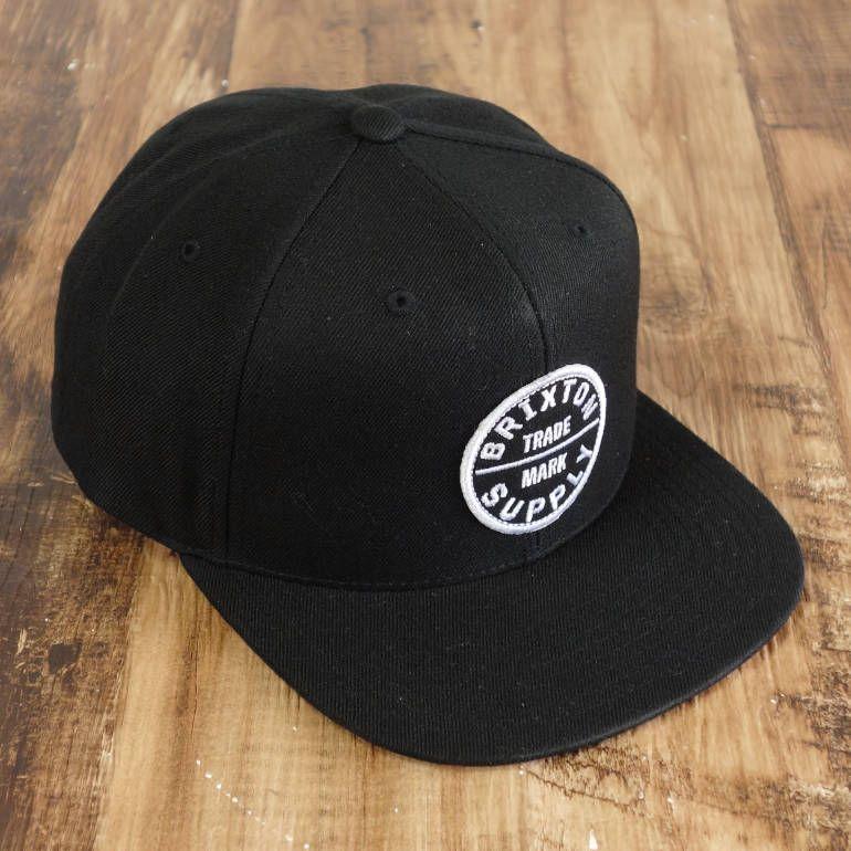 Used Brixton BRIXTON 6 Panel Flat Cap Snapback Black OATH III SNAPBACK