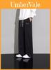Cotton Blend Casual Pants For Men With High Waist And Drawstring Closure For Autumn Wear