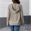Home-based Casual and Laid-back Style Hooded Plain-color Knitted Pullover Hoodie