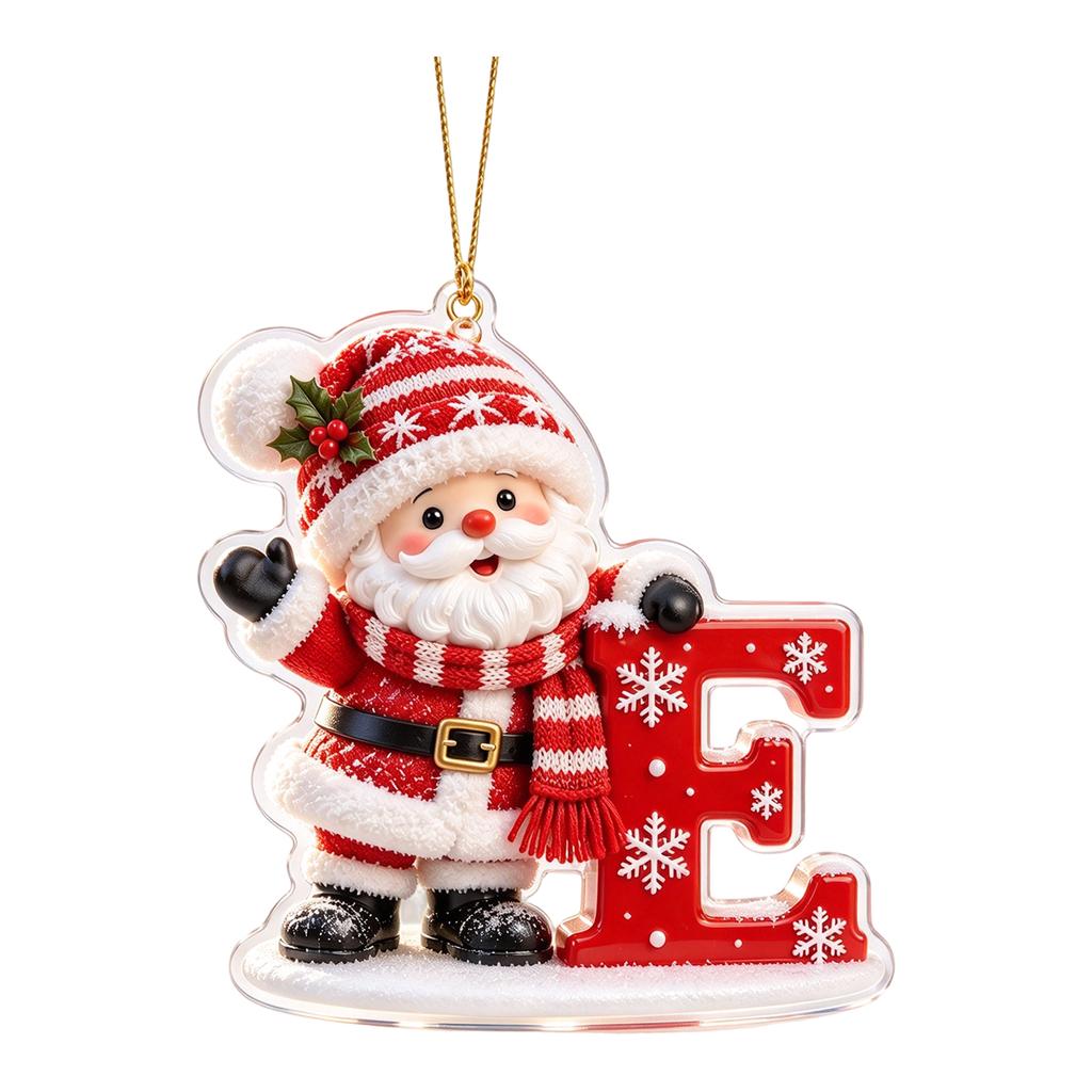 2D Acrylic Christmas Hanging Ornament with Scarf Letter Design for Holiday Tree Decor