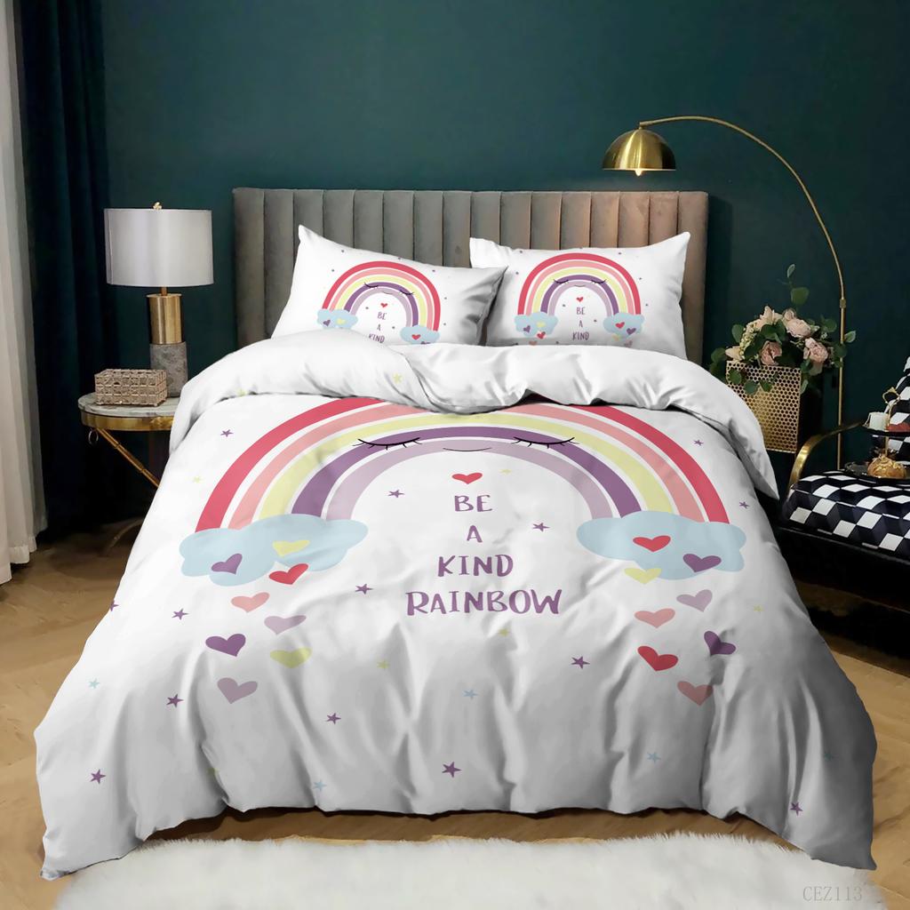 Kit Cartoon Rainbow Children'S Quilt Set Three-Piece Simple