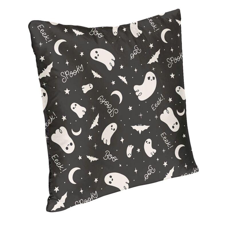 Spooky Cute Ghost Halloween Cushion Cover 40x40cm Polyester Goth Occult Witch Bats Pillow Case for Sofa Car Square Pillowcase