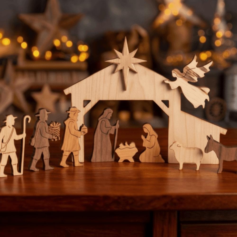 Mini Nativity Scene Decorations Stable Wooden Nativity Scene Set Nativity Scene Table Centerpiece