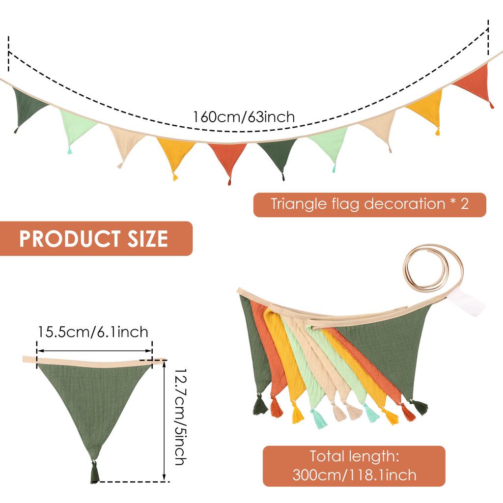 3M Triangle Bunting Colorful Banner Festival Decoration Pennant Flag Home Party Carnival Decor Banner Baby Shower Fabric Garland